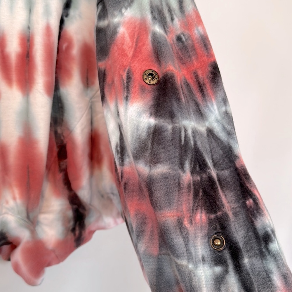 EUC Young Fabulous & Broke tie dye crop hoodie unique snap dolman style sleeves - Picture 3 of 5
